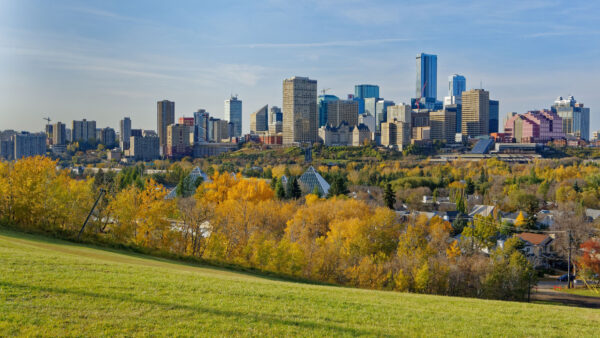 Wallpaper Under, Grass, City, Blue, Green, Desktop, Mobile, Nature, Buildings, Sky, Architecture, Slope