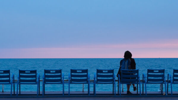 Wallpaper Sky, Sitting, Chair, Person, Sea, Desktop, Seeing, And, Blue