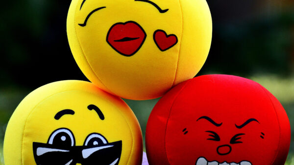 Wallpaper Face, Balls, Expression, Toys, Smilies, Red, Yellow, Emoji, Plush, Three, Funny, Emotions