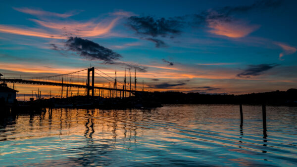 Wallpaper Above, Background, Bridge, Sky, Desktop, Silhouette, Blue, Lake, Photography, Mobile