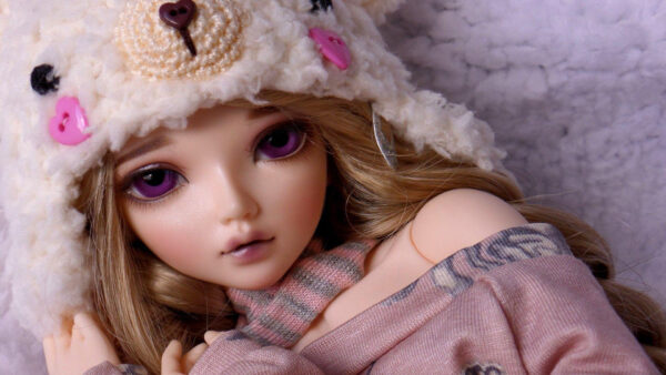 Wallpaper Purple, Girl, Eyes, Toy, Desktop, With, Doll