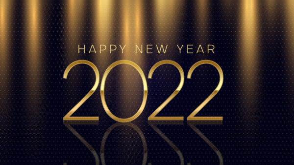 Wallpaper Black, Happy, Glitter, With, Golden, Background, 2022, New, Year, Reflection