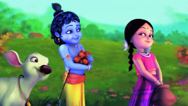 Wallpaper Animation, Krishna, Girl, With
