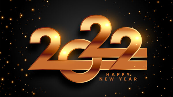 Wallpaper Happy, Year, 2022, Background, New, Glitter, Black