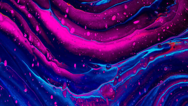 Wallpaper Dark, Blue, Liquid, Wavy, Paint, Stains, Purple