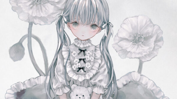 Wallpaper Toy, Anime, White, Dress, Girl, Hair, With