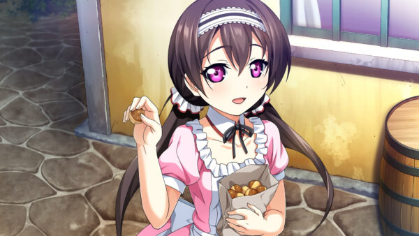 Wallpaper Anime, With, Eyes, Girl, Dress, Pink, Dark, Purple