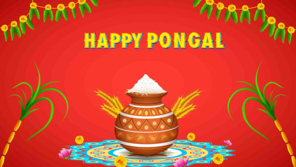 Wallpaper Pongal, Background, Red, Happy