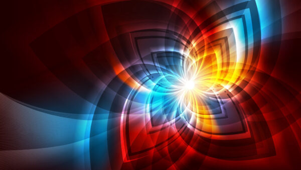 Wallpaper Abstract, Mobile, Lines, Fractal, Patterns, Flower, Glow, Desktop, Red, Blue