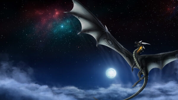 Wallpaper Dreamy, Sky, Flying, Dragon, Desktop, Star, Above, Fantasy, Background