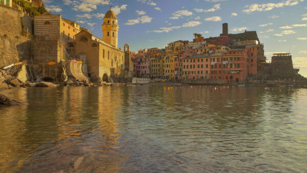 Wallpaper With, Desktop, Liguria, House, Near, Italy, Travel, Tower, Vernazza, Water