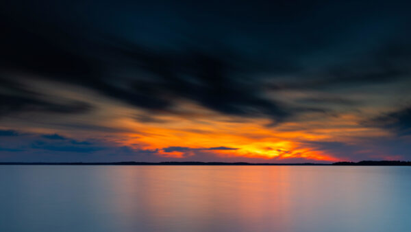 Wallpaper Black, Mobile, Sunset, Background, Nature, Clouds, Sky, Beautiful, Blue, Yellow, Desktop