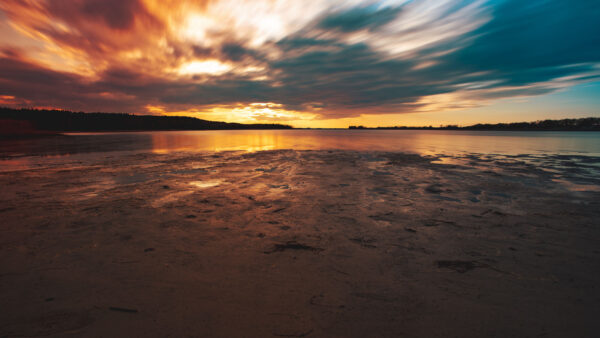 Wallpaper Mobile, Sky, Desktop, Coast, Horizon, Sand, Under, Lake, Nature, Black, Clouds, Yellow