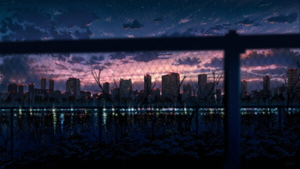 Wallpaper Cityscape, Clouds, Sky, Anime