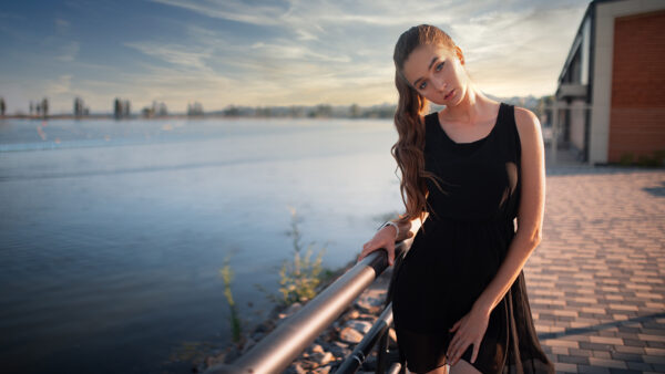 Wallpaper Blur, Wearing, Model, Dress, Girl, Background, Girls, Black, Water