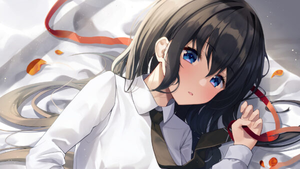 Wallpaper Uniform, Girl, Hair, Blue, Eyes, School, Anime, Black, With