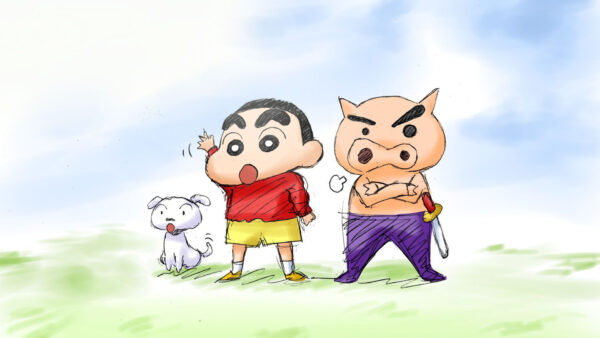 Wallpaper Pig, Shinchan, With