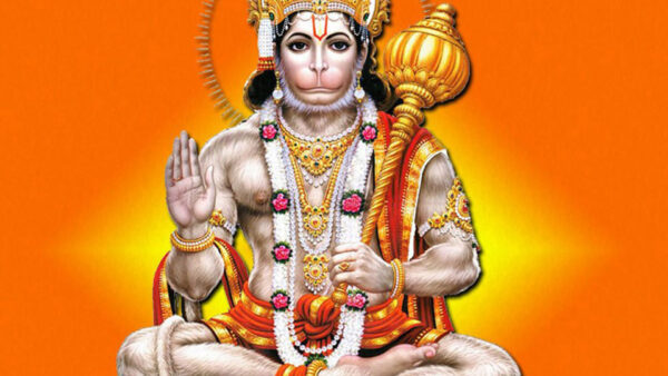 Wallpaper With, Gada, Hanuman, Lord, Yellow, Red, Background