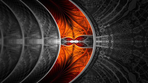 Wallpaper Abstraction, Abstract, Orange, Shapes, Red, Black, Fractal