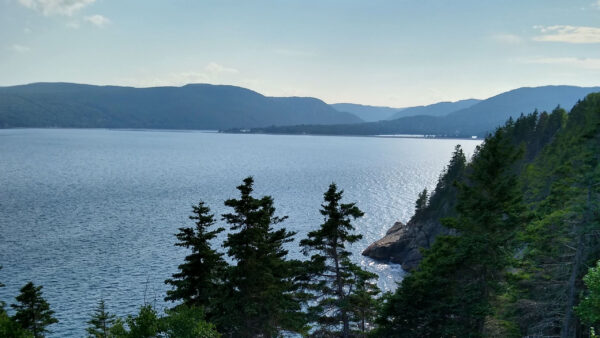 Wallpaper Ocean, Sky, Mountains, Slope, Background, Trees, Nature, Blue, Green