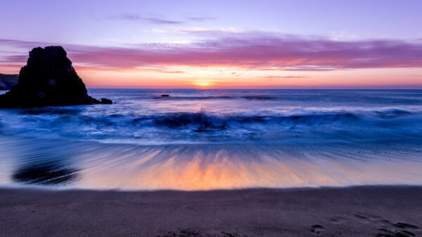 Wallpaper Horizon, Desktop, Nature, Rock, Ocean, Sunset