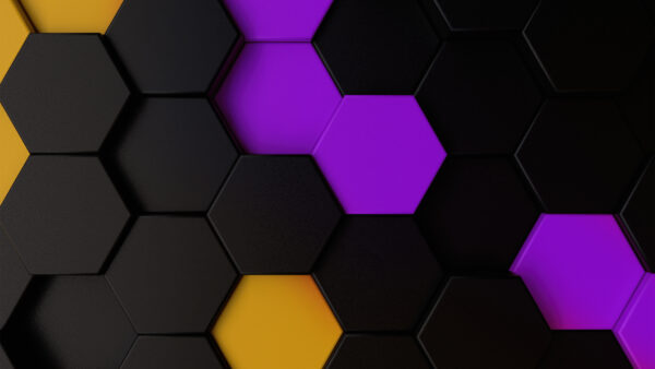 Wallpaper Desktop, Hexagon, Black, Artistic, Pattern, Yellow, Abstract, Purple, Mobile