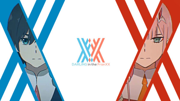 Wallpaper FranXX, With, Red, Gap, Blue, Background, Desktop, Zero, Hiro, White, Two, Darling, Anime