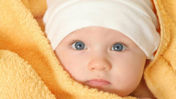 Wallpaper Hat, Wearing, Desktop, Cute, Yellow, Covered, Towel, White, With, Baby
