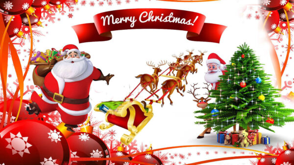 Wallpaper Santa, Claus, Card, Greeting, Christmas, Merry