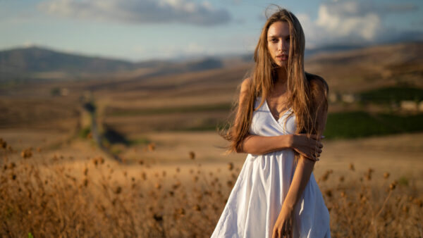 Wallpaper Hair, Dress, Model, Long, Girl, Girls, Wearing, White