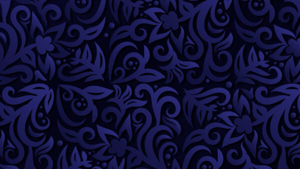 Wallpaper Art, Leaves, Abstract, Flower, Blue, Black