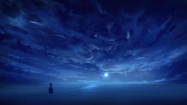 Wallpaper Night, Horizon, Anime, Boy, Blue