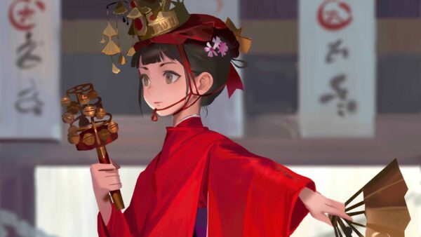 Wallpaper Dress, Japanese, Anime, Red, Girl