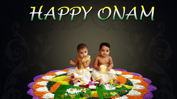 Wallpaper Babies, Rangoli, With, Flowers, Onam