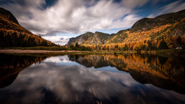 Wallpaper Fall, Lake, Desktop, Canada, Forest, Nature, Mountain, Reflection