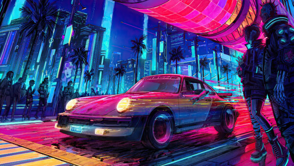 Wallpaper 2077, Cyberpunk, Porsche, Car