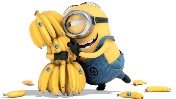 Wallpaper Yellow, White, Minions, With, Bananas, Background