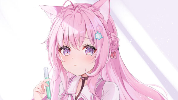 Wallpaper Pink, Anime, Eyes, Hair, Purple, Girl