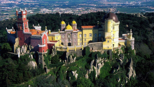 Wallpaper Pena, Palace, Portugal, View, Travel, Aerial