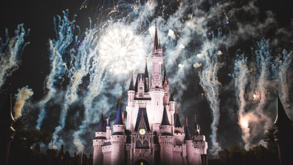 Wallpaper Fireworks, Night, Travel, Cinderella, France, Paris, Disneyland, Castle