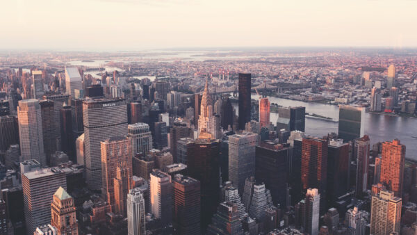 Wallpaper High, Aerial, Rising, New, York, View, Buildings, With, Desktop