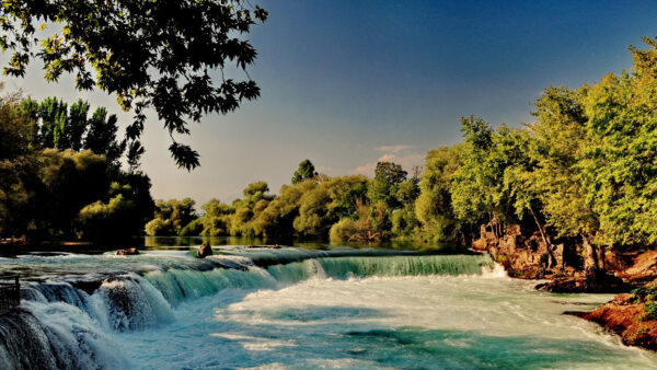 Wallpaper Green, Desktop, Trees, Mobile, Forest, Nature, Waterfall, Stream, River