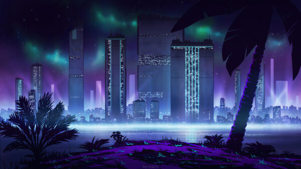 Wallpaper Cyberpunk, Neon, Lights, Buildings, City