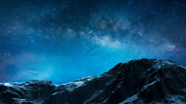 Wallpaper Nature, Above, Starry, Blue, Mountain, Milkyway, Sky, During, Nighttime