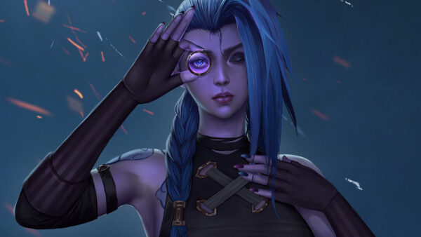 Wallpaper Arcane, Hair, Jinx, Blue