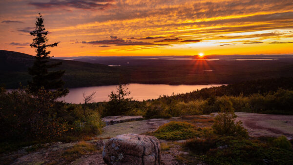 Wallpaper Sunset, And, Water, Horizon, Nature, During, Landscape