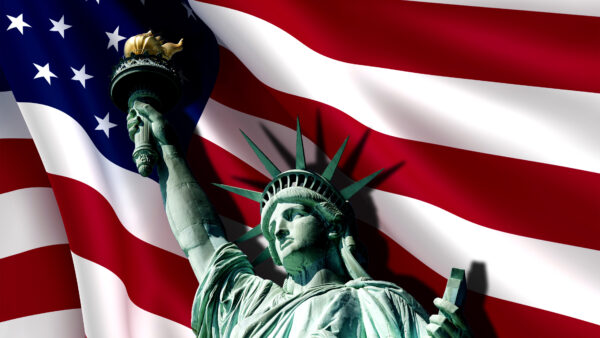 Wallpaper Statue, Liberty, Flag, 4th, July, American