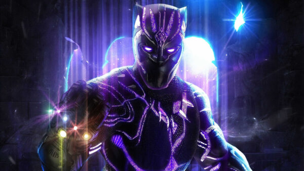 Wallpaper Glare, Purple, Panther, Lights, Black, White