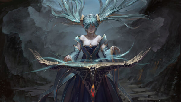 Wallpaper With, Sona, Legends, League, Sword