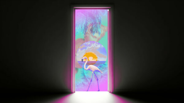 Wallpaper Paint, Desktop, Vaporwave, Flamingo